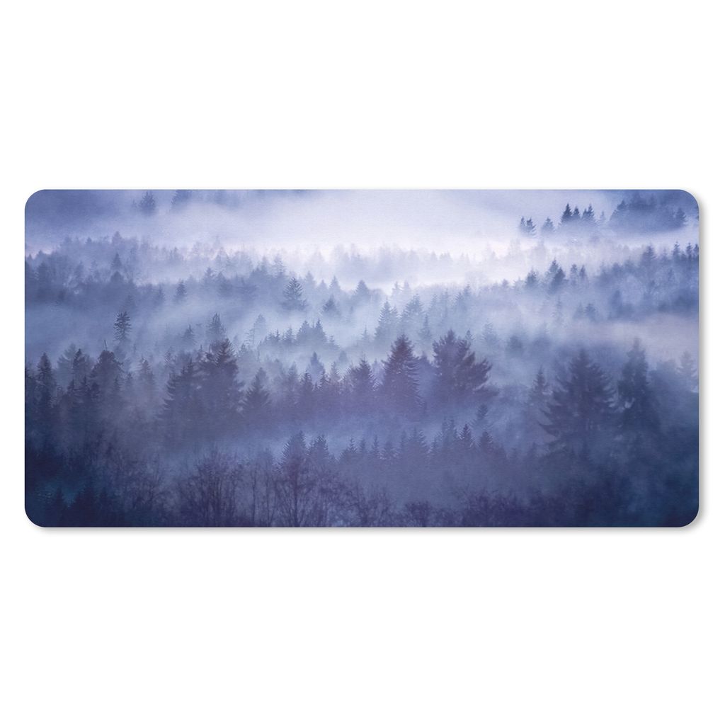 MuchoWow Mauspad Mousepad Wald - Nebel - Norwegen 60x30 cm - Mousepads - Maus Mat - Pad - Mausunterlage - Nachhaltig