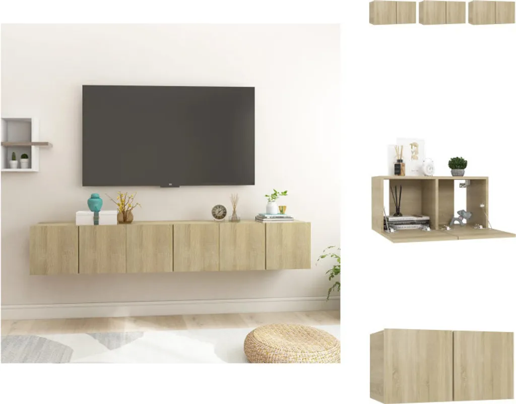 vidaXL Set TV Sospeso 3pz Rovere Sonoma - Il Mio Segreto per il Salotto
