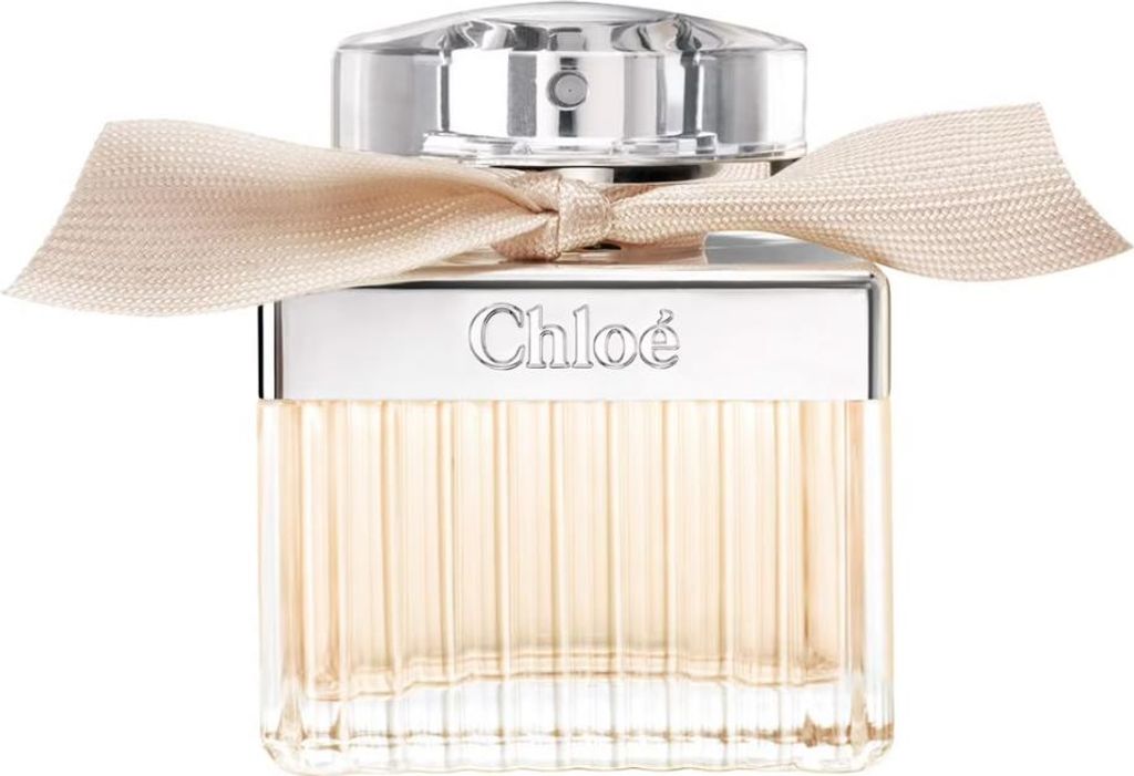 A bottle of Chloé perfume is shown against a white background.