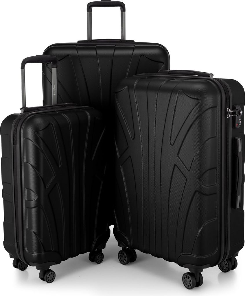 Suitline - 3er Kofferset Rollkoffer Hartschalenkoffer 4 Rollen Handgepäck-Trolley und Aufgabegepäck Koffer erweiterbar Travel Luggage Gepäck Set...
