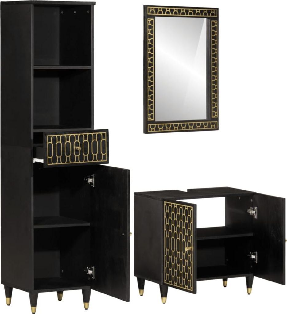 vidaXL 3-tlg. Badmöbel-Set Massivholz Mango