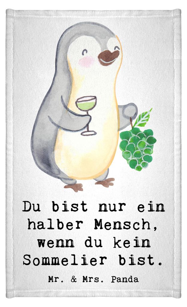 Mr. & Mrs. Panda Handtuch Sommelier Herz - Weiß - Geschenk, Produktbild 
