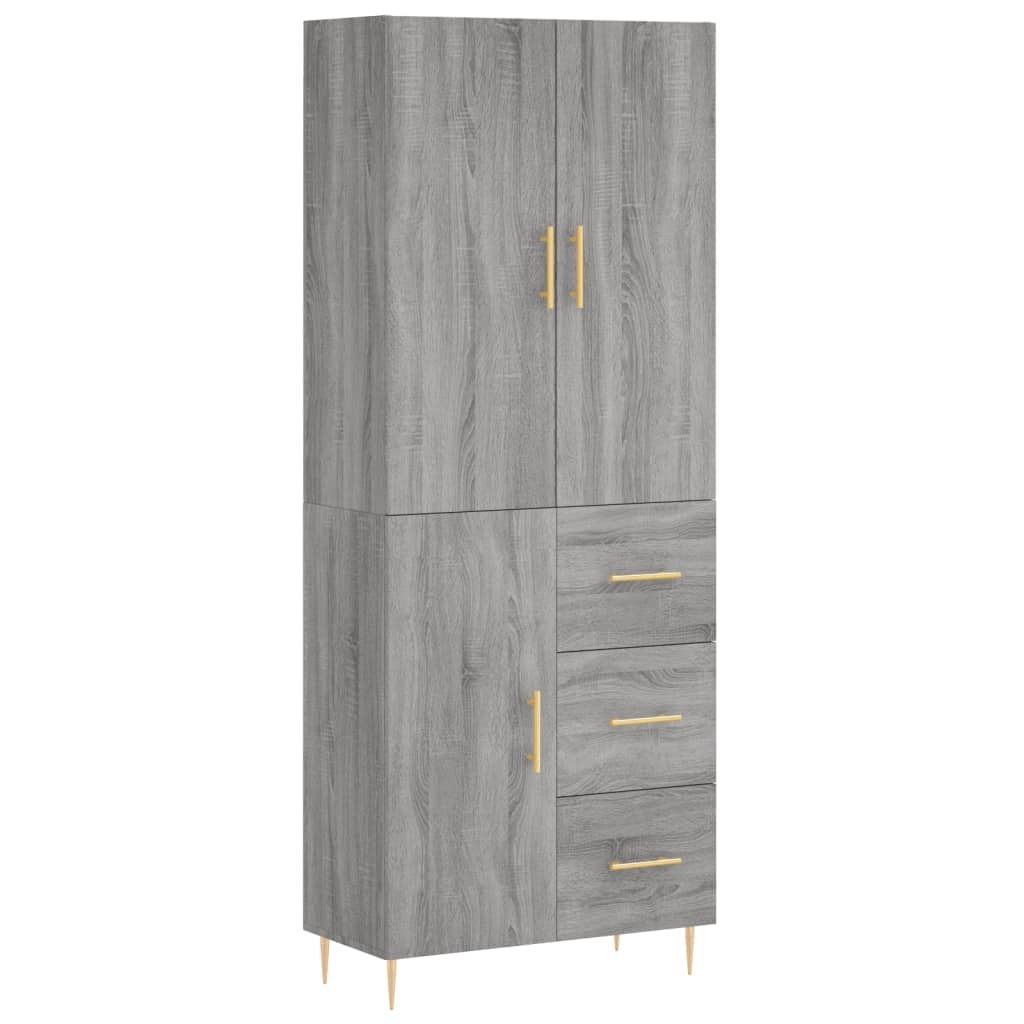 Highboard Grau Sonoma 69,5x34x180 cm Holzwerkstoff