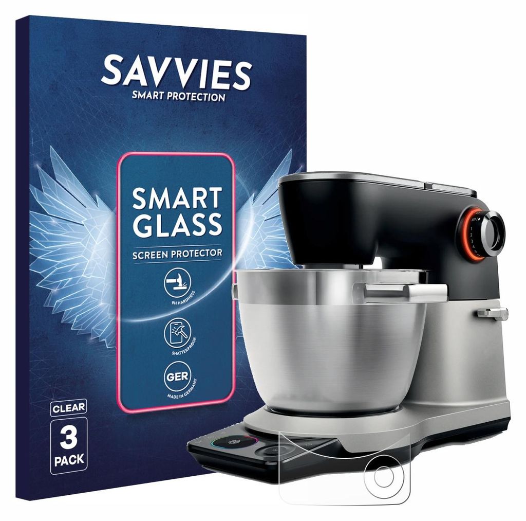 3x Savvies Schutzglas Folie für Bosch MUMS8Z 9H Panzer Schutzfolie Glas Displayschutz klar transparent