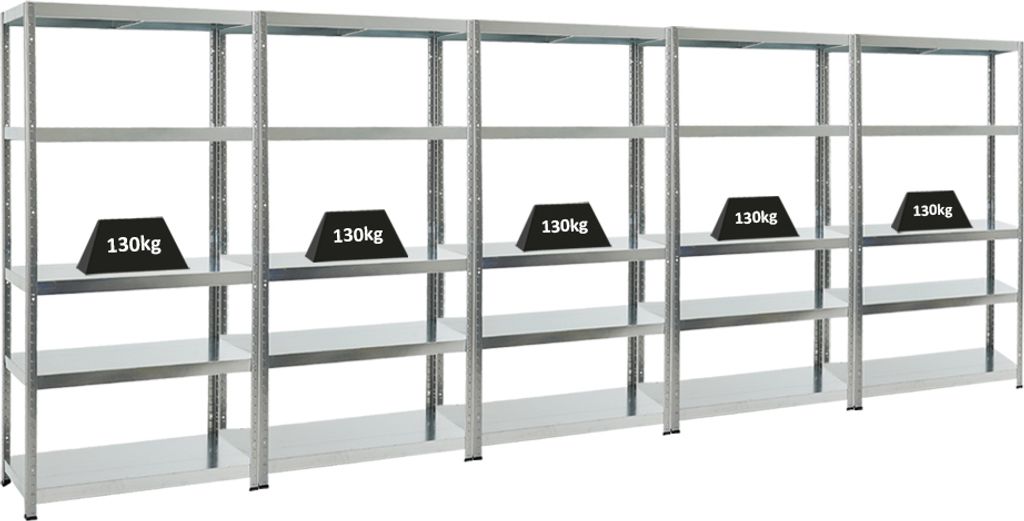 Mega Deal | 5x Schwerlastregal Steel Eagle | HxBxT 180x90x40 cm | Fachlast 130kg | Verzinkt