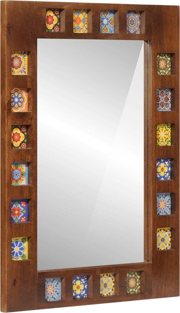 Badezimmer Spiegel Walnuss 50 x 70 x 2,5 cm Massivholz Mango