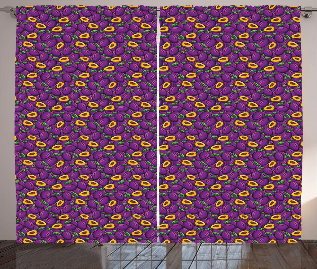 Grand Rideau Décoratif Fruits pour Salon et Cuisine - 280x225cm Violet