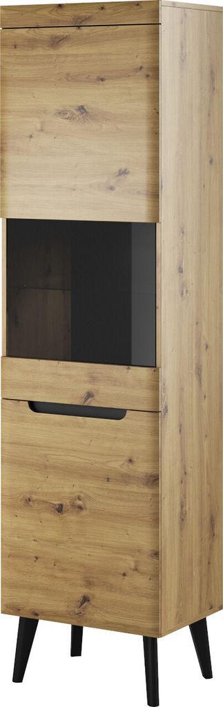 Vitrine Vitrinenschrank Beistellschrank NORDIC 04 eiche artisan / schwarz