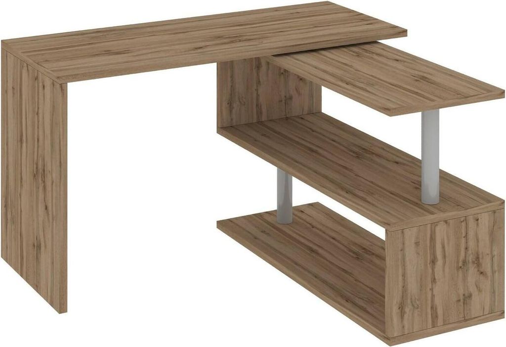 Schreibtisch Dascagn, Eckschreibtisch mit PC-Halterung, Mehrzweck-Bürotisch, platzsparender Schreibtisch mit mehreren Positionen, 100 % Italy, cm...