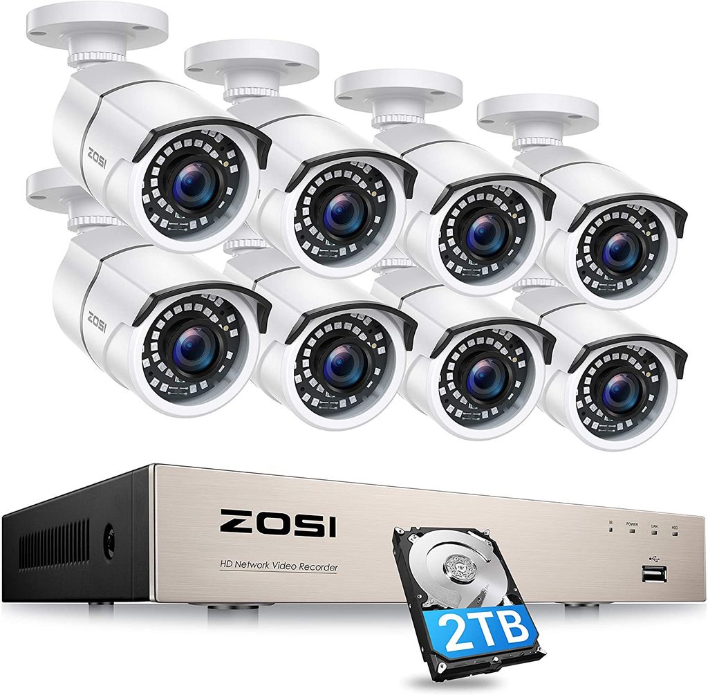ZOSI 1080P HD H.265 Überwachungskamera System CCTV DVR 2MP Außen Bullet Kamera