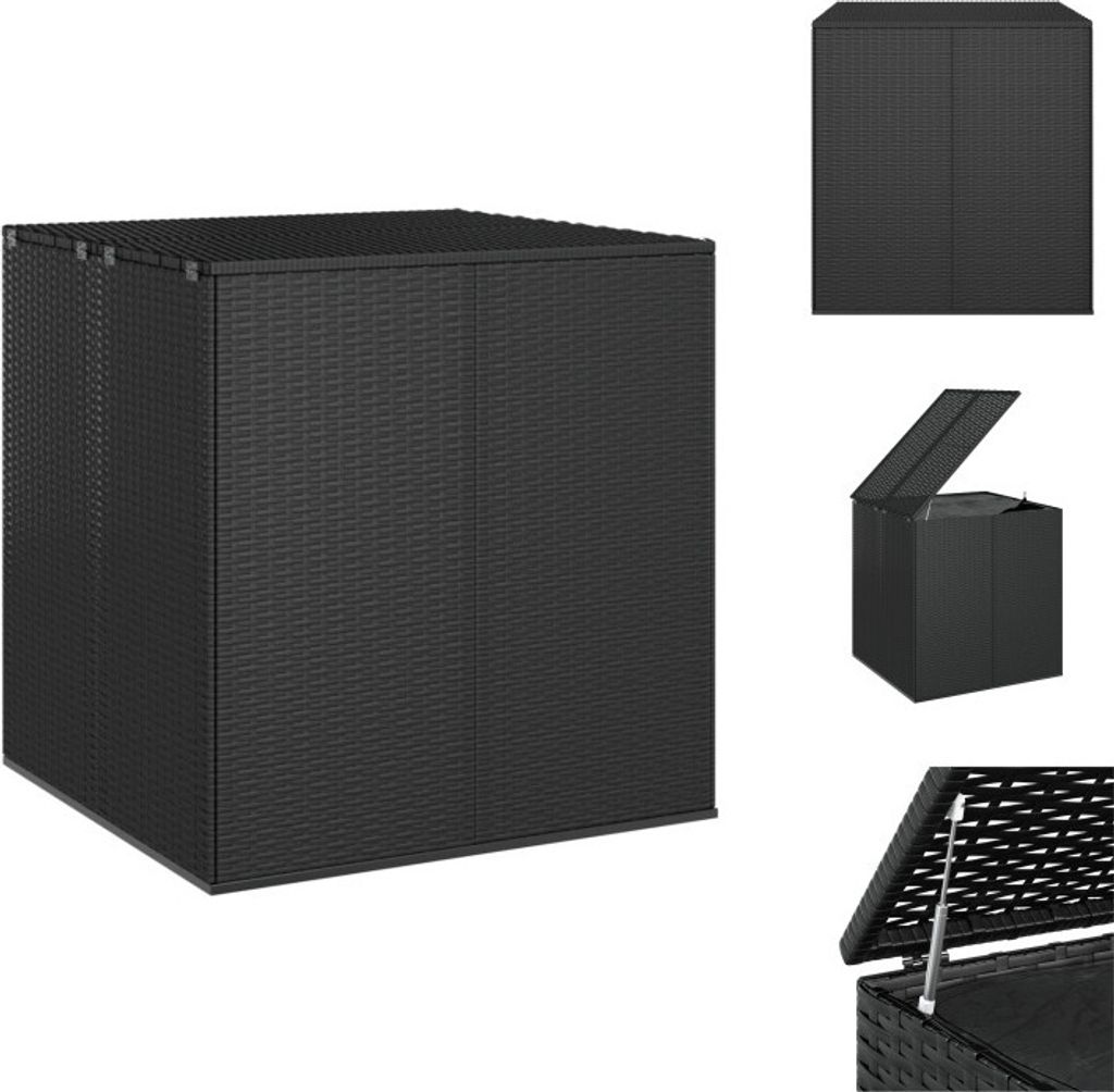 vidaXL Garten-Kissenbox PE Rattan 100x97,5x104 cm Schwarz - Gartenboxen