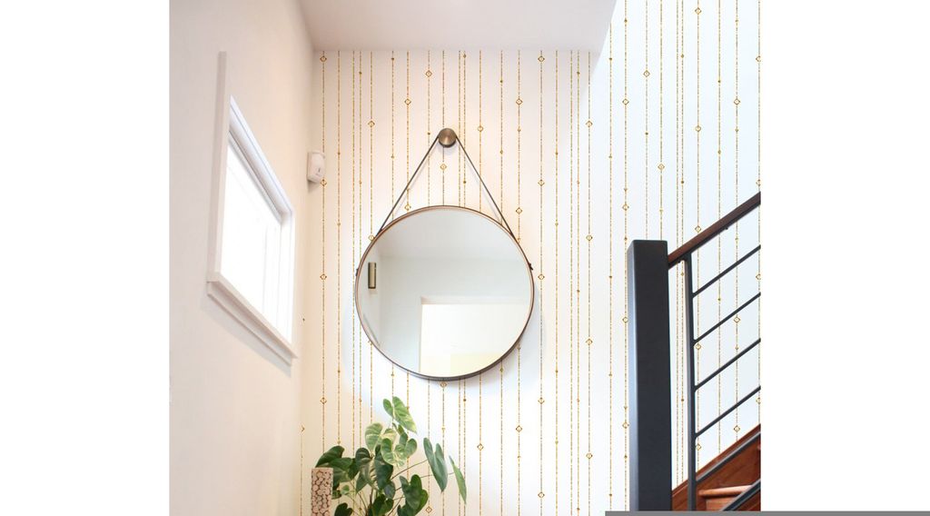 Coloray Fototapete 312x219 cm An Einer Wand Latex Latextapete - Gold gestreift linear geometrisch