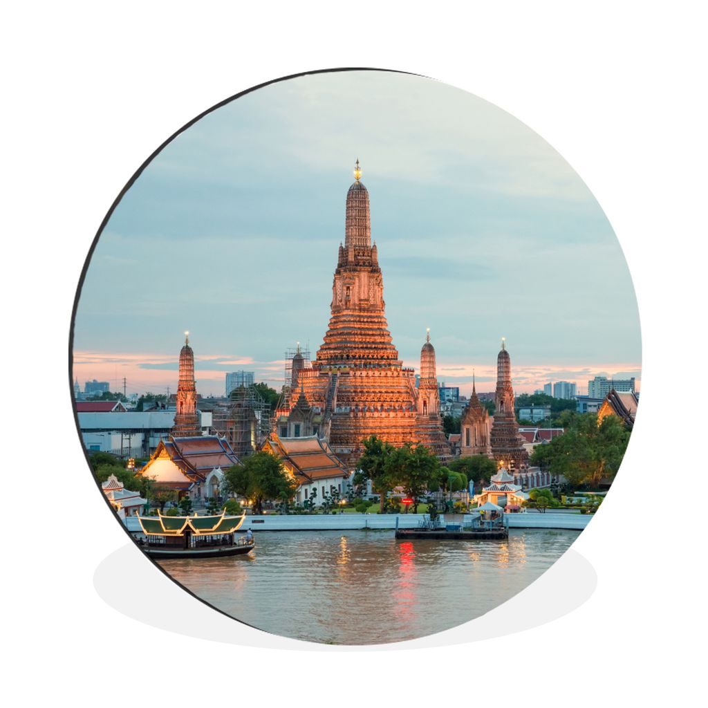 MuchoWow Aluminium Wandkreis Bangkok - Thailand - Boote - Architektur Ø 30 cm Wanddeko Modern Wohnzimmer - Wand Bild - Wohnzimmer - Runde Bilder...