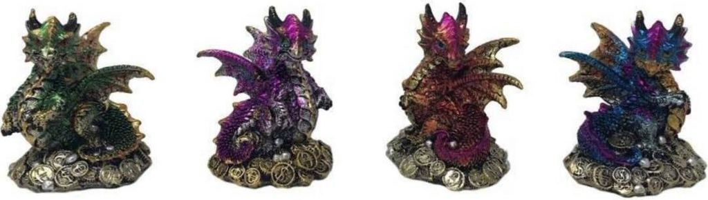 4er Set Drachen sitzen auf Geld