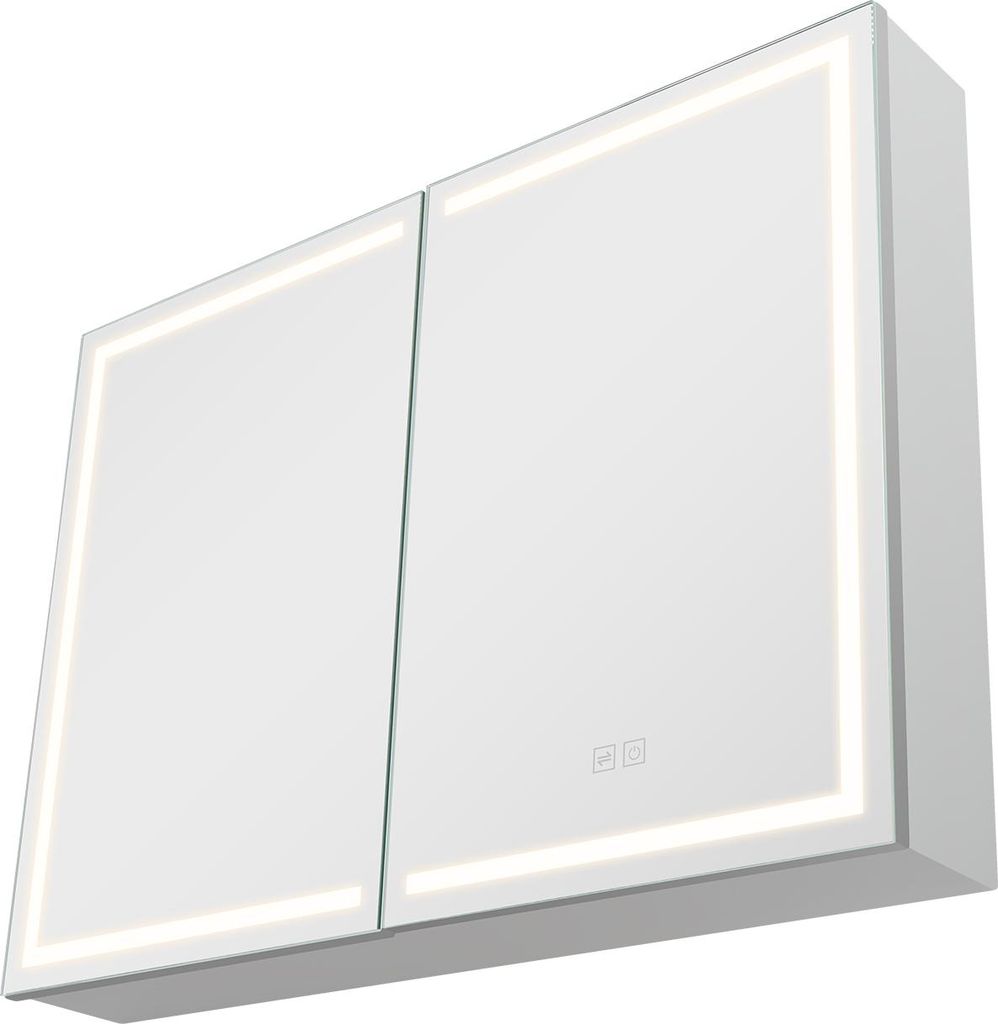 SucceBuy Beleuchteter Medizinschrank mit HD-Spiegel, 3 Lichtfarben, 60x80 cm, Wandmontage