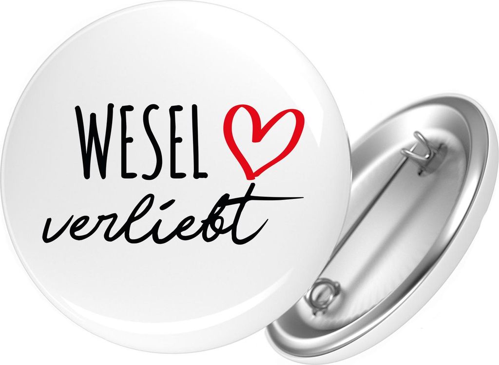 Huuraa Button Wesel verliebt 59mm rund mit Sicherheitsnadel Ansteckbutton Geschenkidee