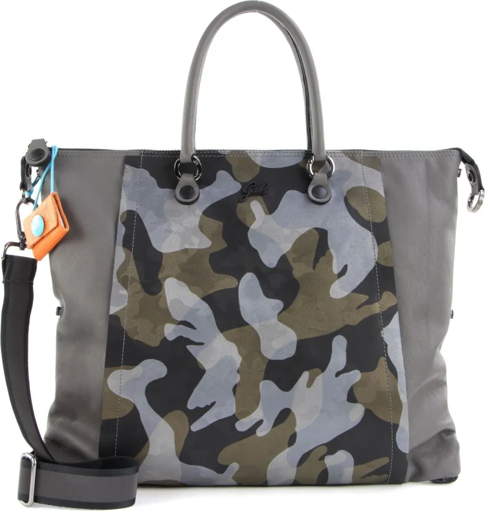 Grand sac bandoulière plat en cuir gris multicolore Gabs Bellona