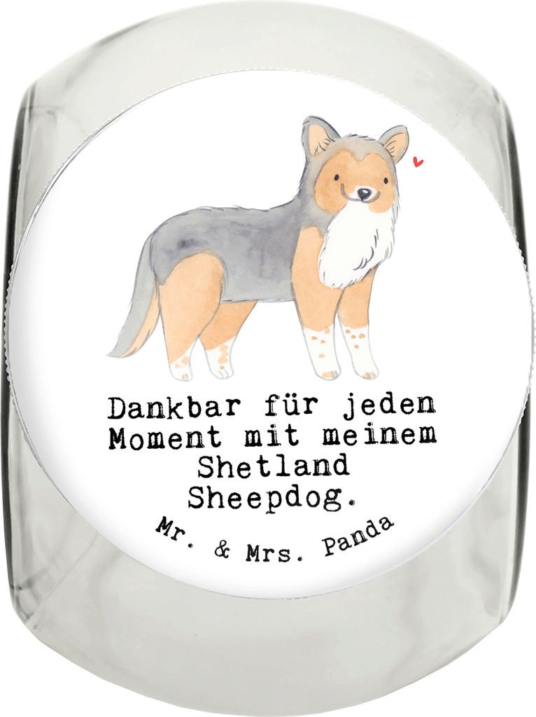Mr. & Mrs. Panda Bonbonglas Shetland Sheepdog Moment L 870ml - Weiß - Geschenk, Keksdose, Vorratsbehälter, Vorratsglas, aufbewahrungsglas, Shelti...