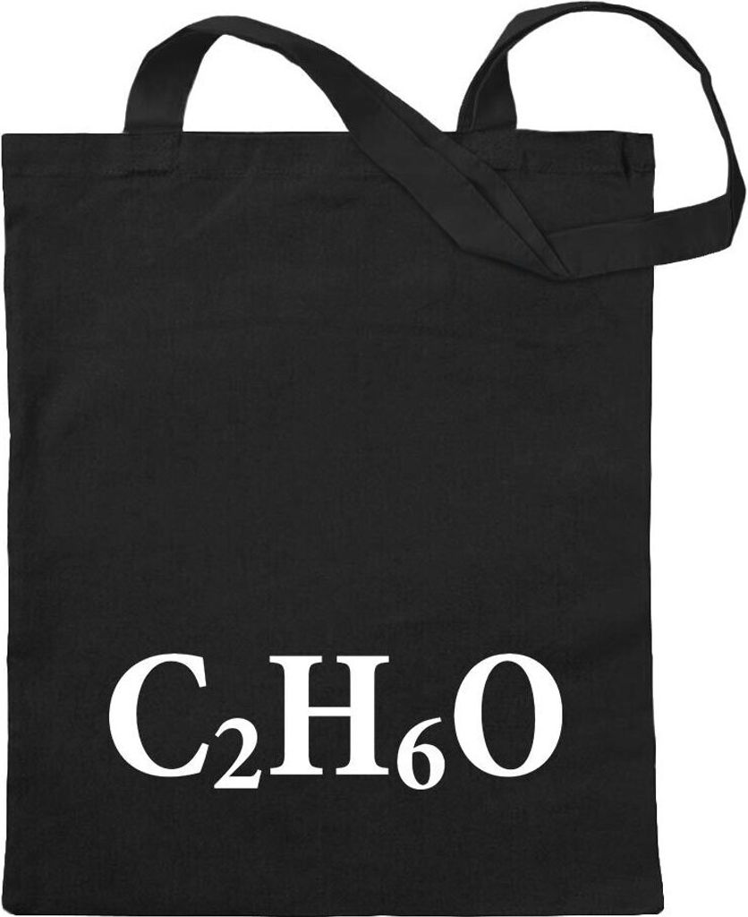Kiwistar - Baumwolltasche - schwarz - C2H6O - Ethanol Formel - Turnbeutel Fun Rucksack Sport Beutel Gymsack Ziehgurt