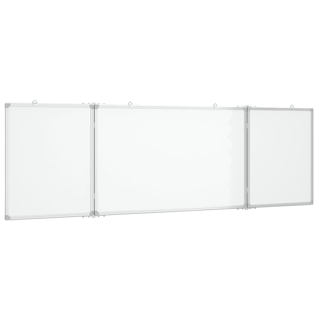 Three whiteboards are mounted side-by-side on a white background.
