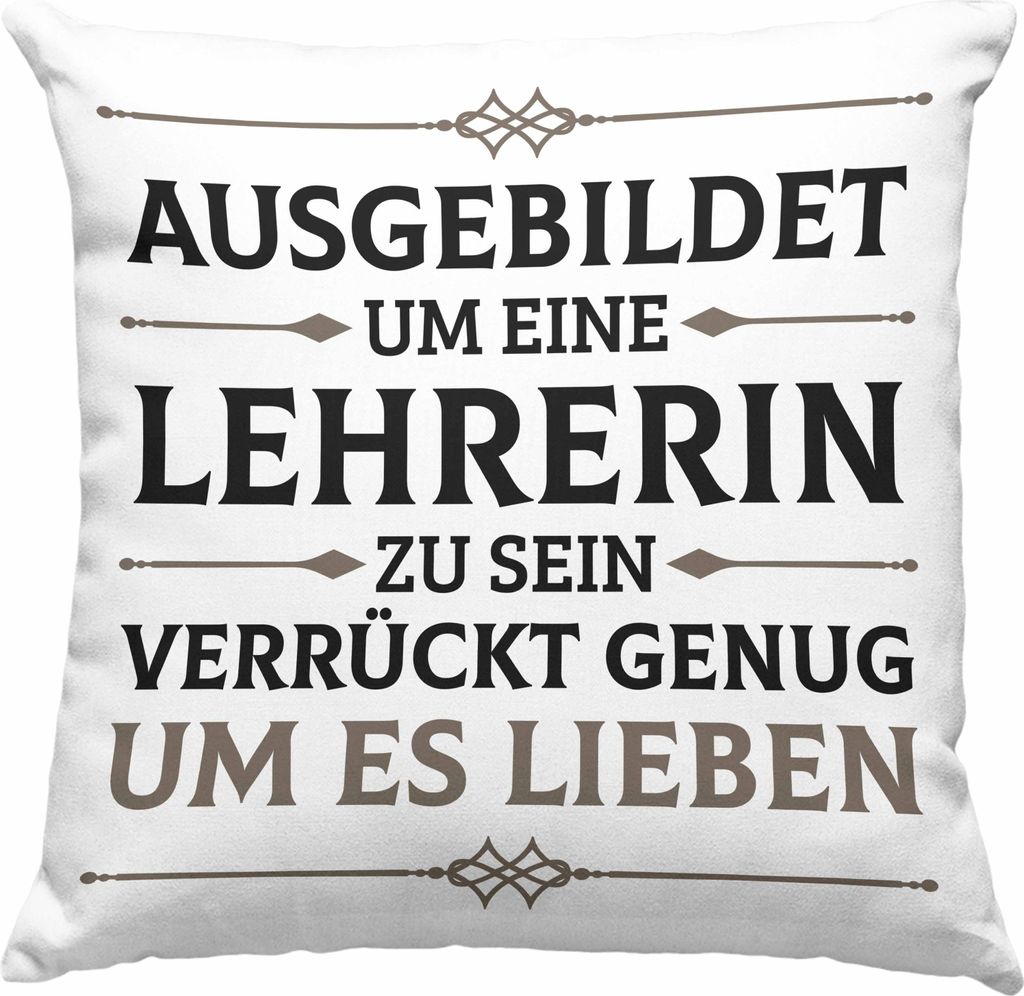 Trendation - Lehrerin Geschenk Deko-Kissen mit Füllung 40x40 Geschenkidee Lustig Danke Grundschullehrerin Sprüche (Rosa)