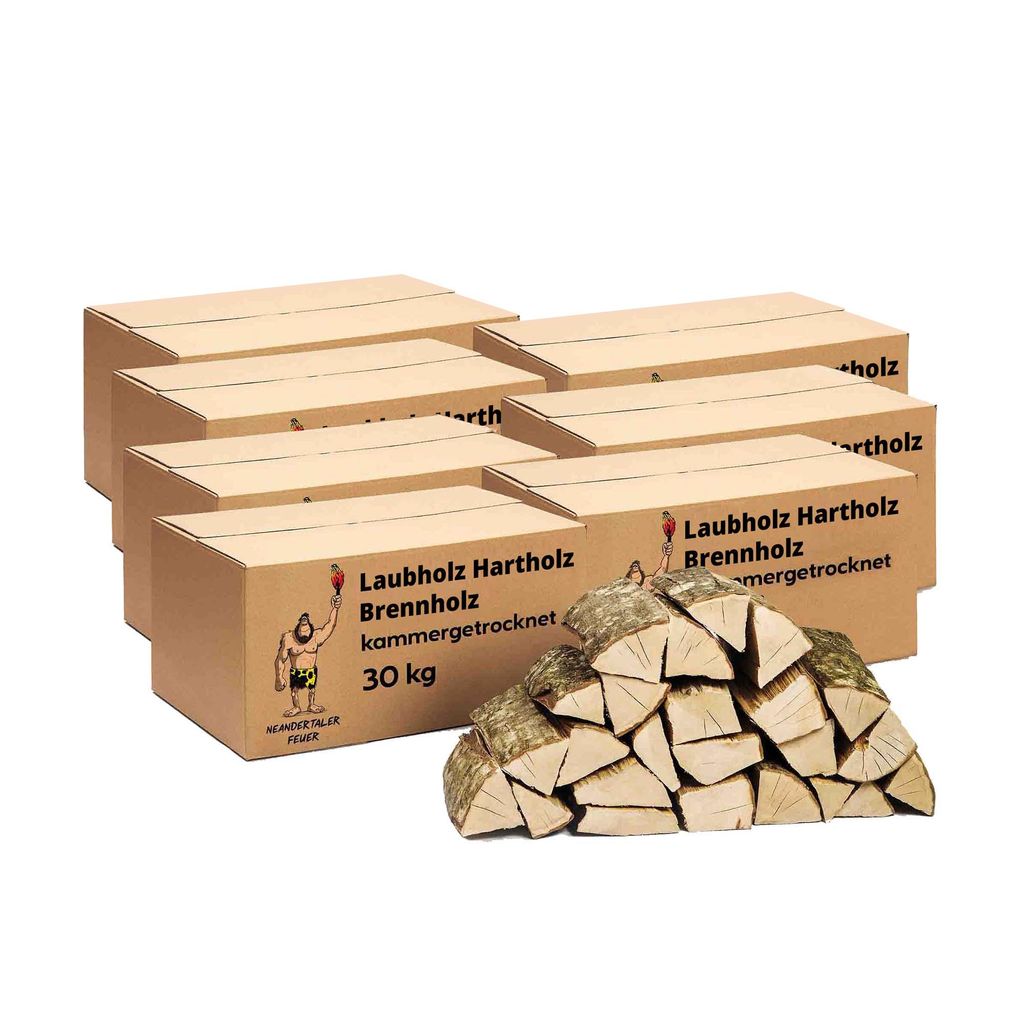 Neandertaler Feuer Brennholz Kaminholz Hartholz – Grillholz 25 cm 210 kg Feuerholz | Holz für Grill Kamin Smoker Ofen | Firewood Laubholz Holzkamin