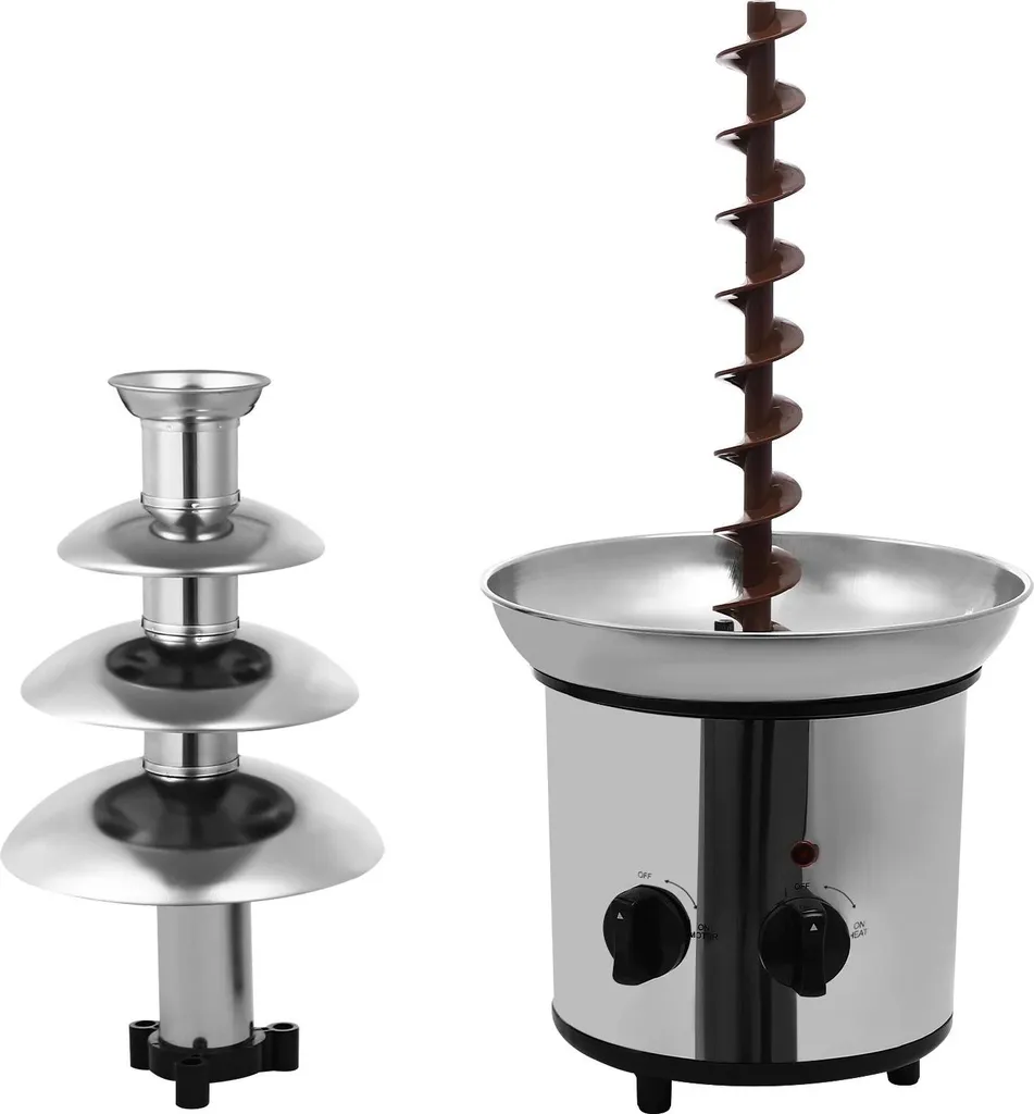 Fontaine à Chocolat Inox 4 Étages, 170W Gris Clair - Appareil Fondue
