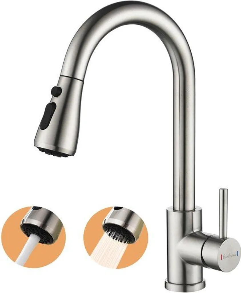 Embout de robinet de cuisine extractible avec jet haute pression réglable