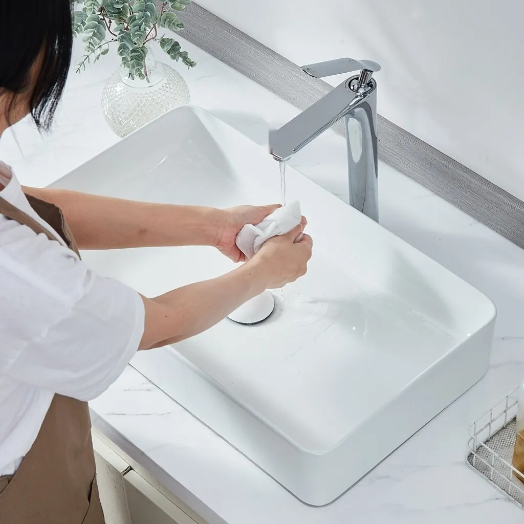 Lavandino Bagno Appoggio Bianco 60cm - Ceramica Facile Pulizia 609x351 - 8