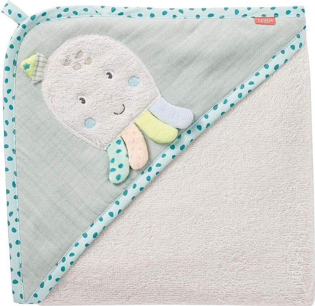 Kapuzenbadetuch Oktopus – Bade-Poncho aus Frottee mit niedlichem Oktopus