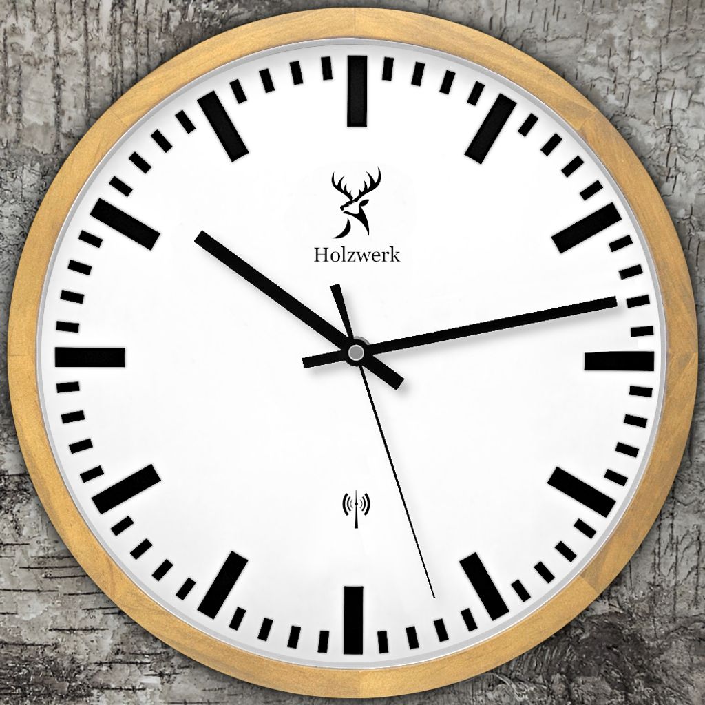 Holzwerk GOLDBERG (FUNK) moderne Bahnhof Holz Funk Wanduhr, Produktbild 5