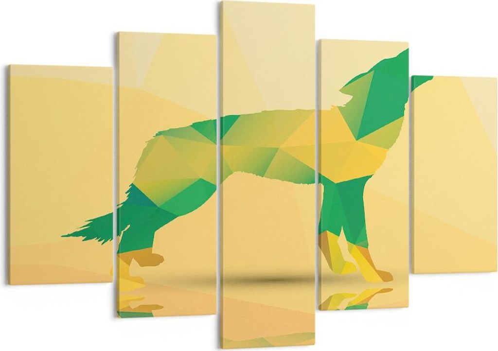 Bild auf Leinwand - Leinwandbild - Wolf modern Grafik - 150x100cm - Wand Bild - Wanddeko - Leinwanddruck - Bilder - Kunstdruck - Wanddekoration - L...