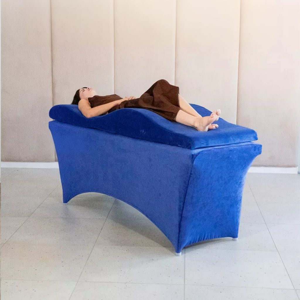 Wellen-Matratzen-Set mit Memory-Schaum und Liegenbezug | Für Wimpernverlängerung & Kosmetik, 180x60 cm, blue