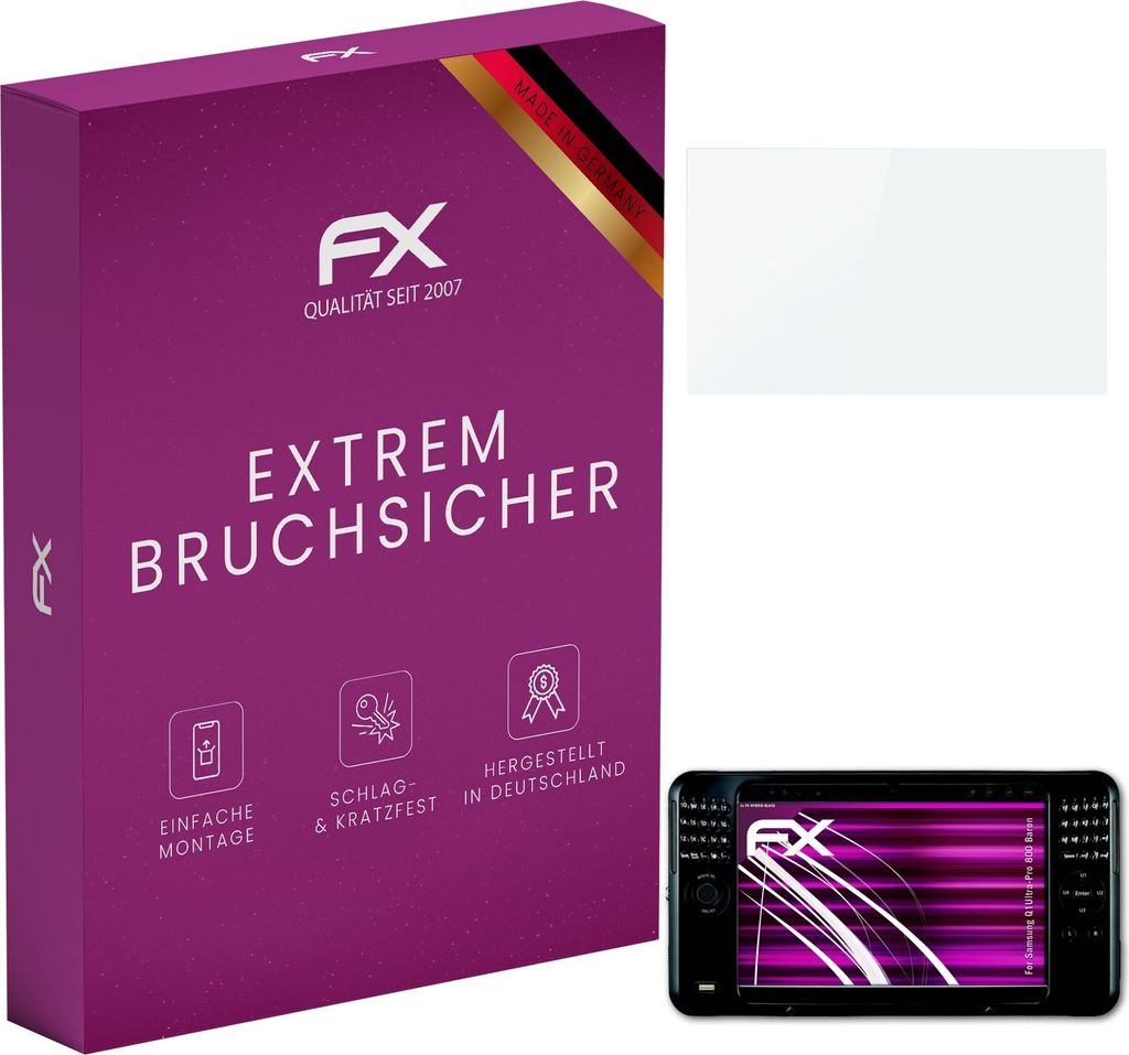 atFoliX FX-Hybrid-Glass Displayfolie kompatibel mit Samsung Q1Ultra-Pro 800 Baron Glasfolie