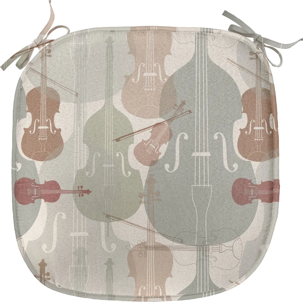 ABAKUHAUS Cuscini musicali per sedie da sala da pranzo, violini da quartetto d'archi, cuscini decorativi impermeabili con cinturini per sedie da cucina, 40 cm x 40 cm, verde reseda Warm Taupe