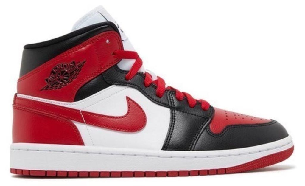 Nike Air Jordan 1 Mid "Gym Red Alternate Bred Toe" Rot, Größe: 37,5