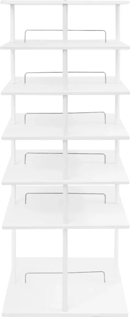 Étagère à chaussures design 6 étages pivotante 360° blanc laqué stable