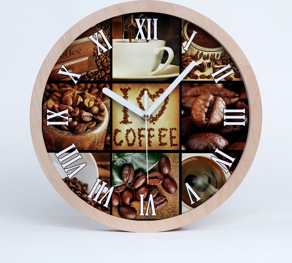 Holzuhr 20fi cm wanduhr - weiße Spitzen - Kaffee collage