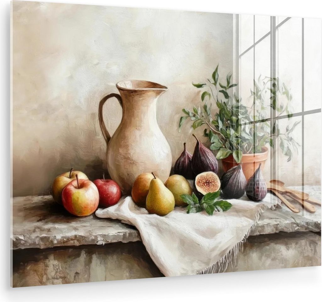 MuchoWow Glasbilder - Bilder auf Wandbild - Foto auf Glas Obst - Kräuter - Ländlich 40x30 cm Wanddekoration aus Glas - Acrylglasbild - Acrylbilde...