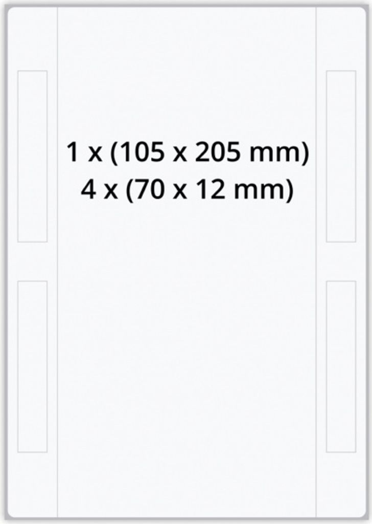 Laseretiketten, 1 Haupt-u.4 Zusatzetik.weiß,105x205mm/70x12mm,1000Set/VE