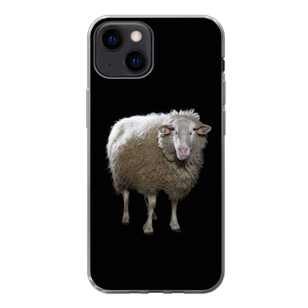 MuchoWow Handyhülle Schutzhülle Hülle für iPhone 13 mini Schafe - Nutztiere - Schwarz Silikon Softcase Handy Hülle - Softcase
