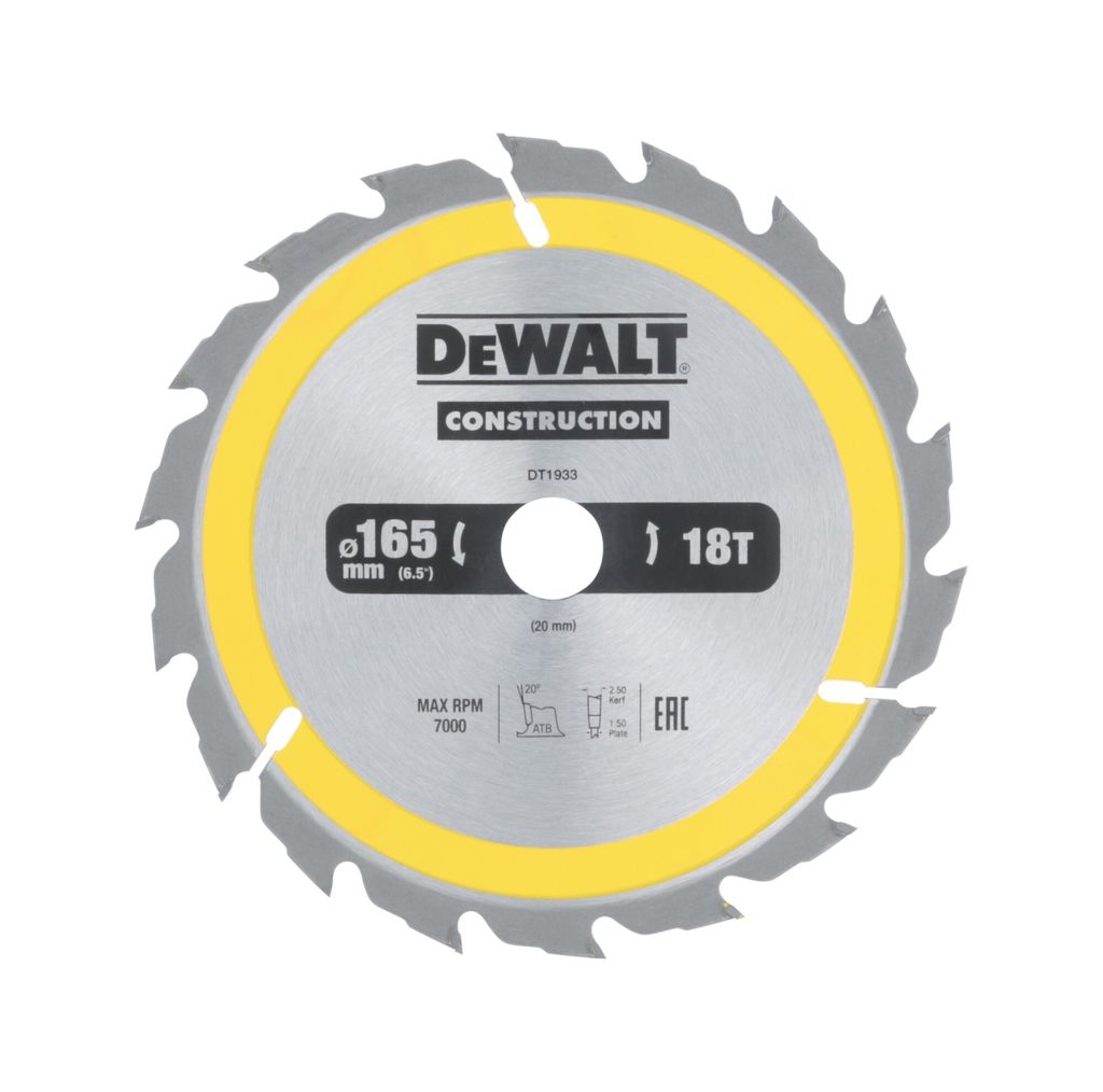 Circelzaagblad DT1933, diameter 165 mm, gatdiameter 20 mm, Productafbeelding 