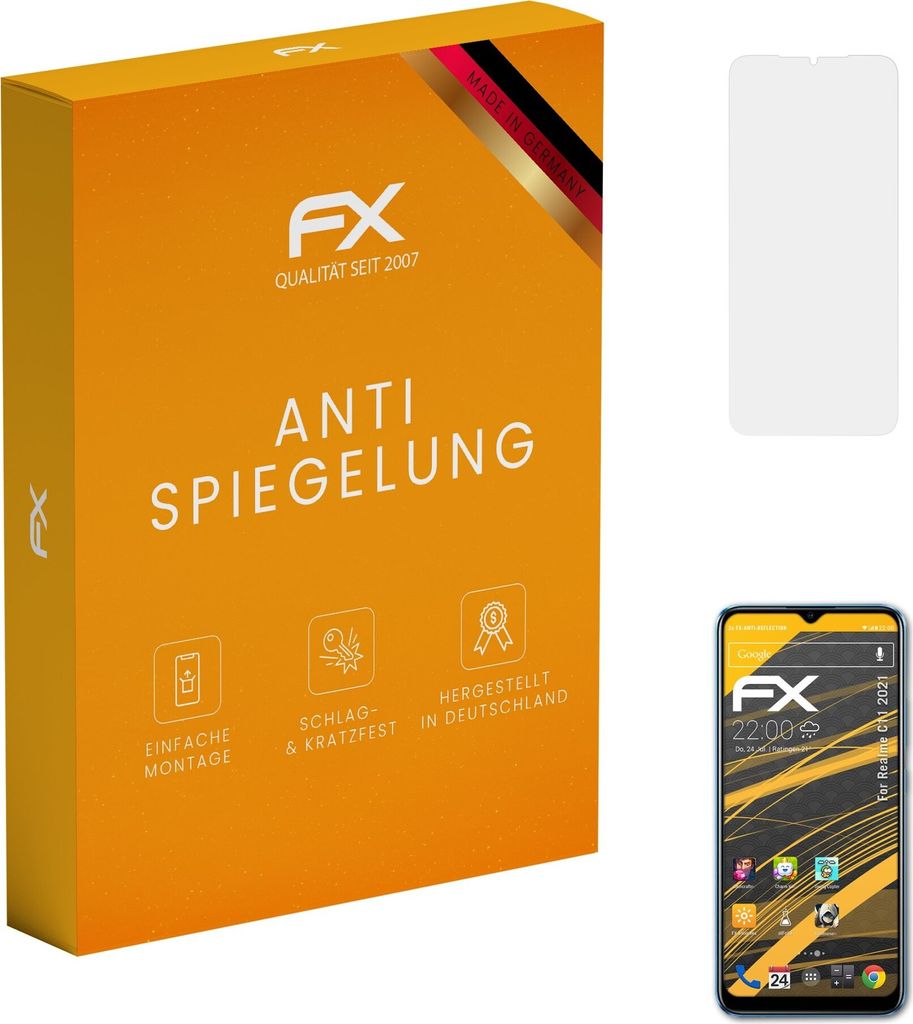 atFoliX FX-Antireflex 3x Schutzfolie kompatibel mit Realme C11 (2021) Displayfolie