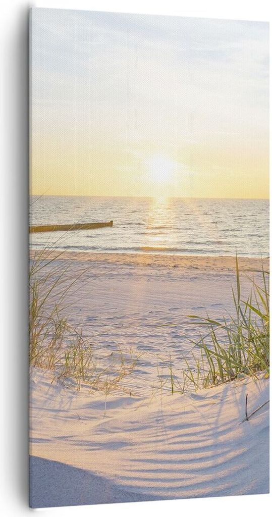 Bild auf Leinwand - Leinwandbild - Düne Strand Meer - 65x120cm - Wand Bild - Wanddeko - Wandbilder - Leinwanddruck - Bilder - Kunstdruck - Wanddek...