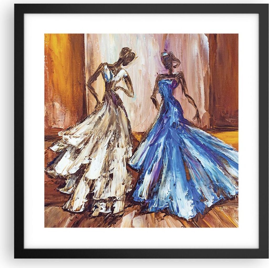 Gerahmtes Poster - Schwarzer Rahmen - Frauen Kleider Öl - 40x40 cm - Wand Bild - Wanddeko - Wandbilder - Kunstposter - Wandposter - Bilderrahmen -...
