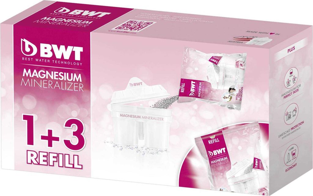 Packaging for BWT Magnesium Mineralizer water filter refills.