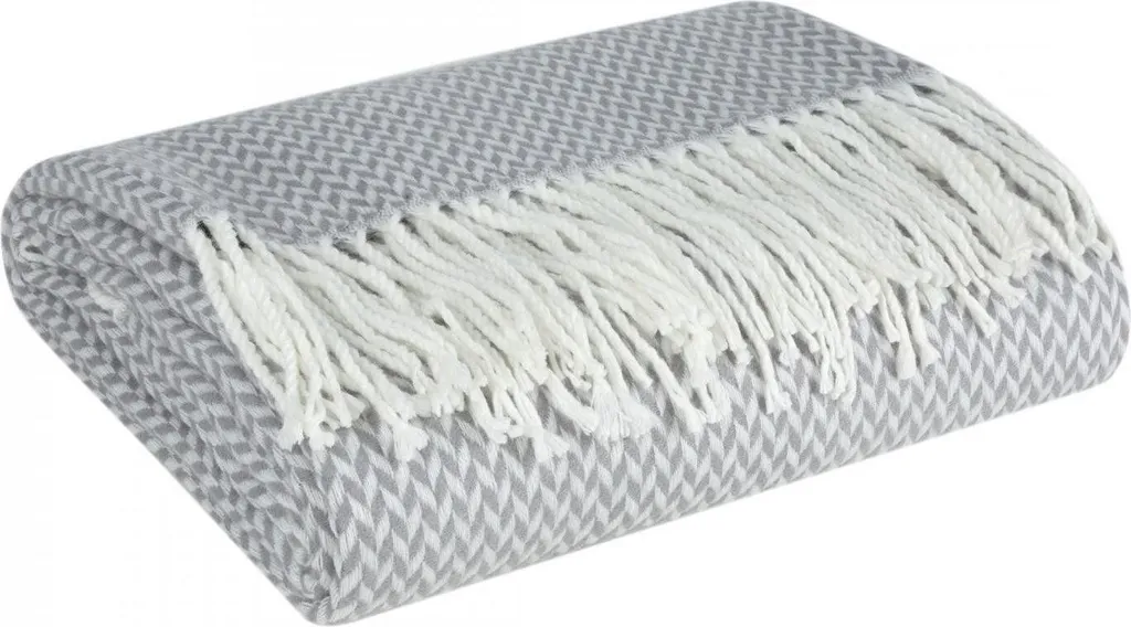 Coperta 130X170 cm acciaio-bianco con nappina per poltrona e letto