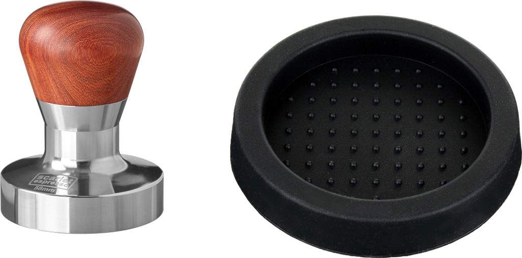 scarlet espresso | Tamper »Passion« für Barista; mit ergonomischem PVC- oder Edelholzgriff nach Wahl und Präzisions-Edelstahlbasis , Größe:Se...