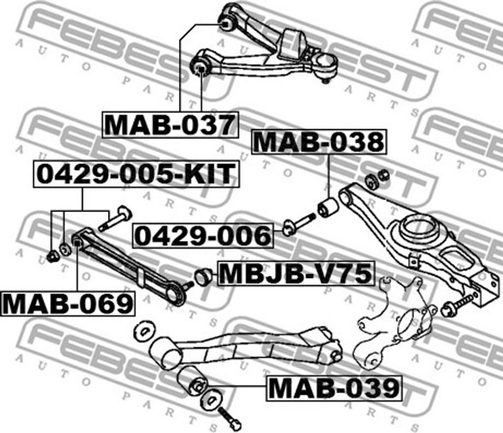 FEBEST 0429-005-KIT Sturzkorrekturschraube für MITSUBISHI COLT VI (Z3A, Z2A) ASX (GAW) OUTLANDER III (GGW, GFW, ZJ) Outlander II SUV (CWW) PAJERO IV