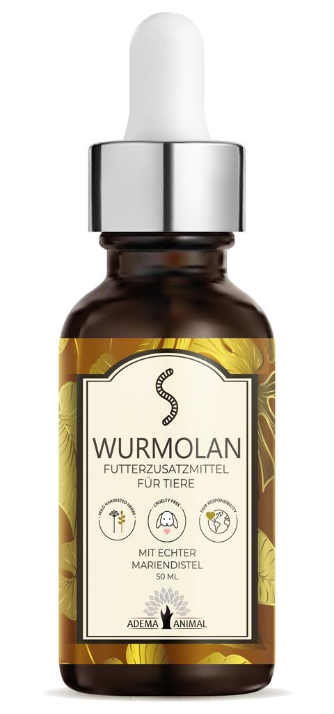 Adema Animal Wurmolan - Wurm Liquid - Wurmmittel Hund - Εntwurmеn für Hunde - mit natürlichen Inhaltsstoffen - Wurmkur - für Hunde und Katzen